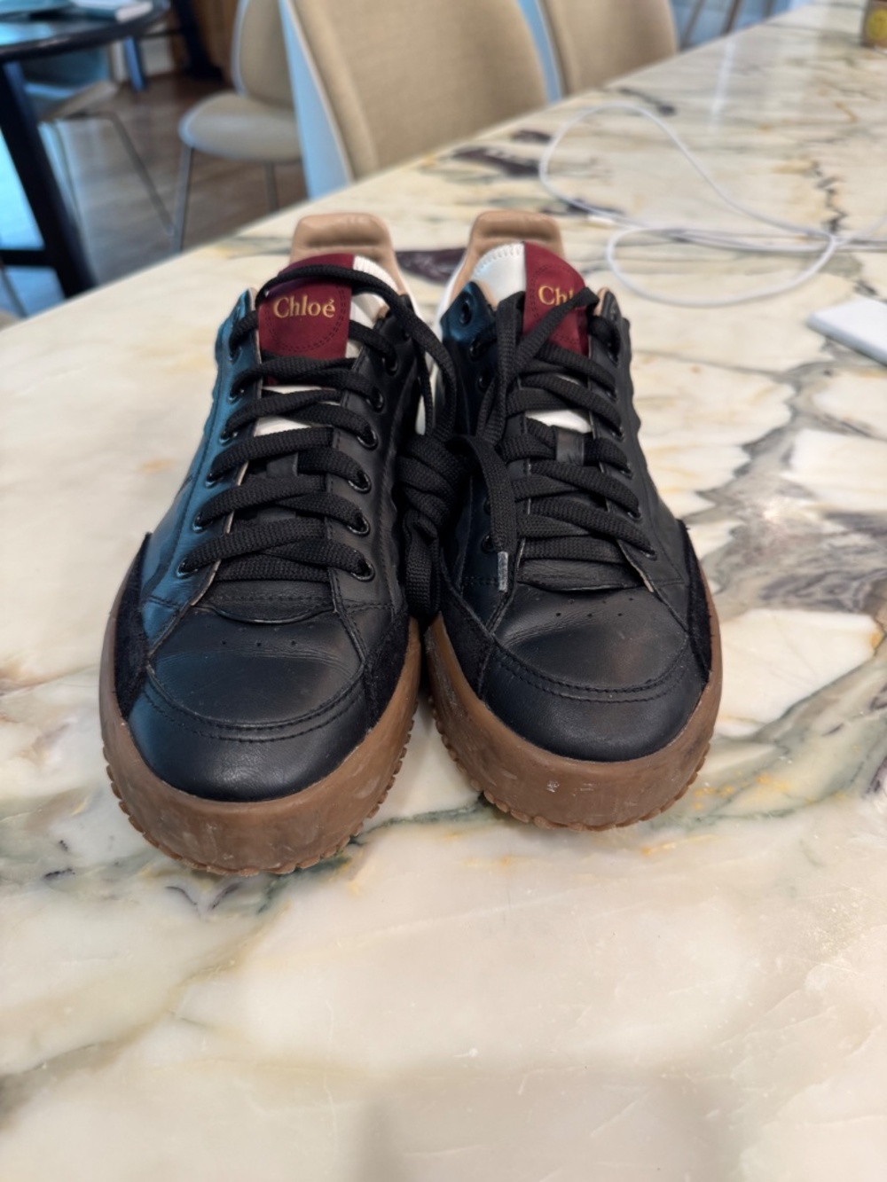 Chloe Black Leather Sneakers Size 39 (US 9) - Picture 2 of 6
